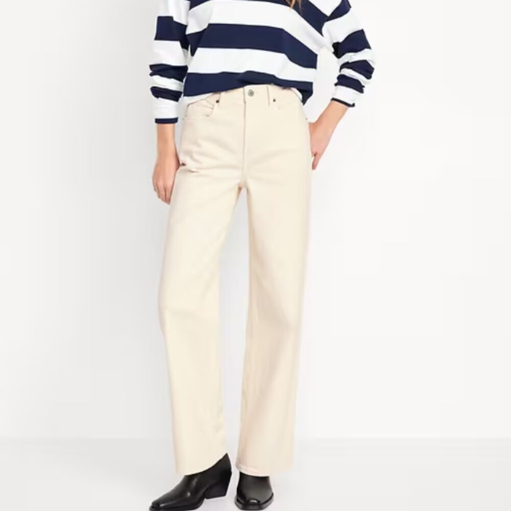 Extra High-Waisted Sky-Hi Wide-Leg Jeans Ecru NWOT